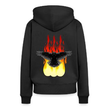 Rabe Feuer Okkult spirituell Ritual Satan Horror - Frauen Premium Bio Hoodie - Schwarz - Hinten - Julia (174cm)