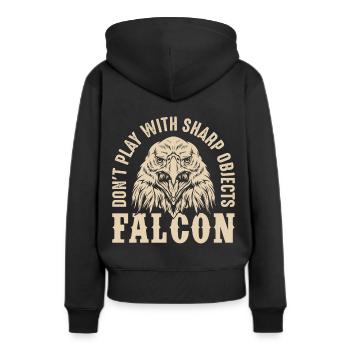 Falke Scharfe Objekte Falknerei Adler Habicht Falk - Frauen Premium Bio Hoodie - Schwarz - Hinten - Julia (174cm)