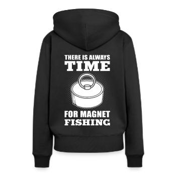Magnet Fischen Fischer Schatzsucher Enterhaken Flu - Frauen Premium Bio Hoodie - Schwarz - Hinten - Julia (174cm)