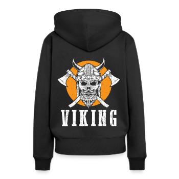 Viking Warrior Skull Axe Valhalla Warriors Myt - Sweat à capuche Premium bio Femme - noir - Dos - Julia (174cm)