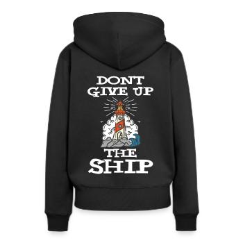 Leuchtturm gibt nicht auf Ankerschiff Ozean-Kapitä - Frauen Premium Bio Hoodie - Schwarz - Hinten - Julia (174cm)