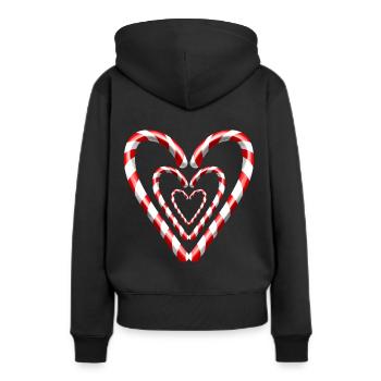 Les cannes à sucre forment des cœurs pour Noël - Sweat à capuche Premium bio Femme - noir - Dos - Julia (174cm)