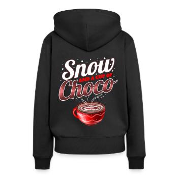 Cacao, neige et une tasse de Choco pour Noël - Sweat à capuche Premium bio Femme - noir - Dos - Julia (174cm)