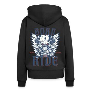 Motocyclette. Né pour conduire. - Sweat à capuche Premium bio Femme - noir - Dos - Julia (174cm)