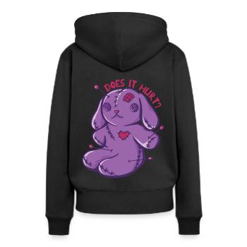 Voodoo-Häschen Tut es weh? Voodoo Puppe Halloween - Frauen Premium Bio Hoodie - Schwarz - Hinten - Julia (174cm)