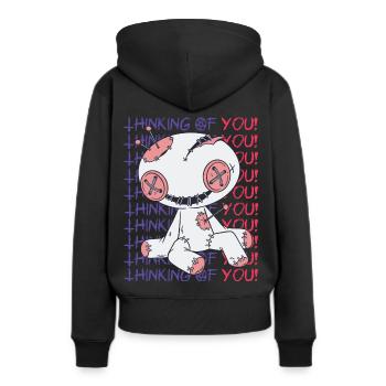 Gruselige Voodoo-Puppe, die an dich denkt Hexerei - Frauen Premium Bio Hoodie - Schwarz - Hinten - Julia (174cm)