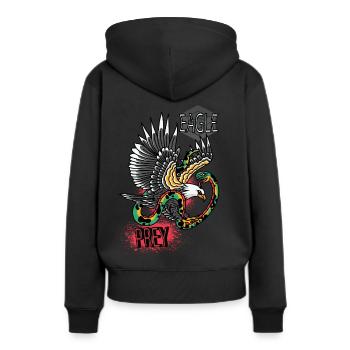 Falke Scharfe Objekte Falknerei Adler Habicht Falk - Frauen Premium Bio Hoodie - Schwarz - Hinten - Julia (174cm)