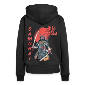 Samurai Mond Blutfleck Japanische Kunst Ninja Japa - Frauen Premium Bio Hoodie - Schwarz - Hinten - Julia (174cm)