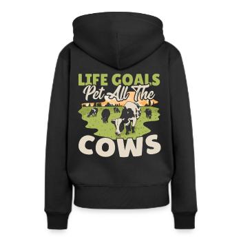 Kuh Kühe Muh Euter Milchkuh Farm Kuh Schädel Bäuer - Frauen Premium Bio Hoodie - Schwarz - Hinten - Julia (174cm)