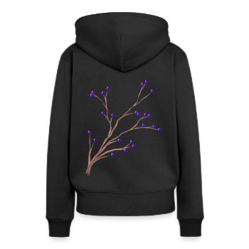Branche de brumes aux baies violettes pour Noël - Sweat à capuche Premium bio Femme - noir - Dos - Julia (174cm)