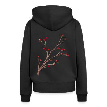 Branche de brumes aux fruits rouges pour Noël - Sweat à capuche Premium bio Femme - noir - Dos - Julia (174cm)