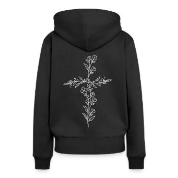 Croiser Jésus Dieu Foi chrétienne Louange - Sweat à capuche Premium bio Femme - noir - Dos - Julia (174cm)