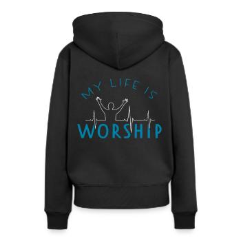 Louange Louange Battement de cœur Église Foi Christ - Sweat à capuche Premium bio Femme - noir - Dos - Julia (174cm)