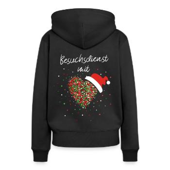 Besuchsdienst mit Herz Altersheim Weihnachtsmotiv - Frauen Premium Bio Hoodie - Schwarz - Hinten - Julia (174cm)