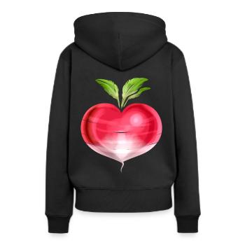 Radish In Heart Shape - Vegetarian - Go Vegan - Frauen Premium Bio Hoodie - Schwarz - Hinten - Julia (174cm)