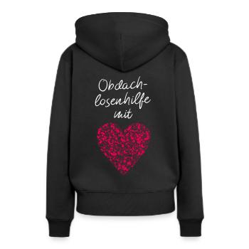 Odachlosenhilfe mit Herz Obdachlosenheim Obdachlos - Frauen Premium Bio Hoodie - Schwarz - Hinten - Julia (174cm)