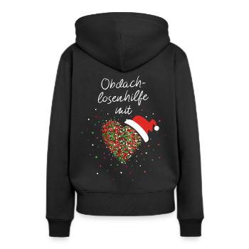 Odachlosenhilfe mit Herz Obdachlose Nikolausmütze - Frauen Premium Bio Hoodie - Schwarz - Hinten - Julia (174cm)