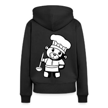 Chef amateur Art culinaire Teddy Bear Cook Soup Louche Ours à la louche - Sweat à capuche Premium bio Femme - noir - Dos - Julia (174cm)