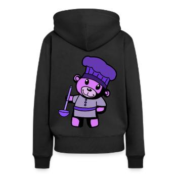 Hobby Chef Cuisine Ours en peluche Cuisinier Louche à soupe - Sweat à capuche Premium bio Femme - noir - Dos - Julia (174cm)