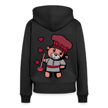 Chef amateur Art culinaire Teddy Bear Cook Soup Louche - Sweat à capuche Premium bio Femme - noir - Dos - Julia (174cm)