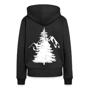 Sapin Épicéa Conifères Montagnes naturelles Alpes de montagne - Sweat à capuche Premium bio Femme - noir - Dos - Julia (174cm)