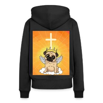 Heavenly Pug Life Dog Heaven Reincarnation - Sweat à capuche Premium bio Femme - noir - Dos - Julia (174cm)