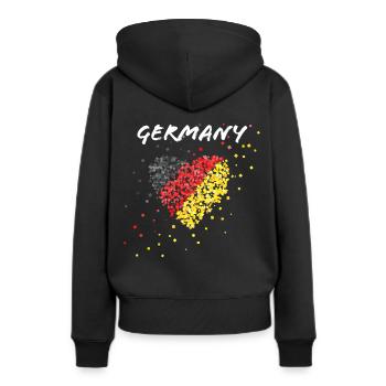 Deutschlandflagge Fahne Fanblock Deutschland - Frauen Premium Bio Hoodie - Schwarz - Hinten - Julia (174cm)