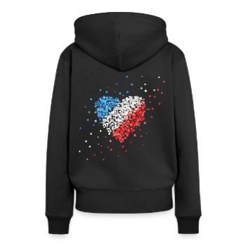Frankreichflagge Fahne Frankreichfan Fanblock - Frauen Premium Bio Hoodie - Schwarz - Hinten - Julia (174cm)