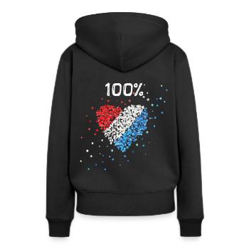 Niederlande Oranje Niederländer Fanblock Holland - Frauen Premium Bio Hoodie - Schwarz - Hinten - Julia (174cm)