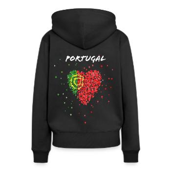 Portugal Portuguesa Portugiese Fanblock Sportfan - Frauen Premium Bio Hoodie - Schwarz - Hinten - Julia (174cm)