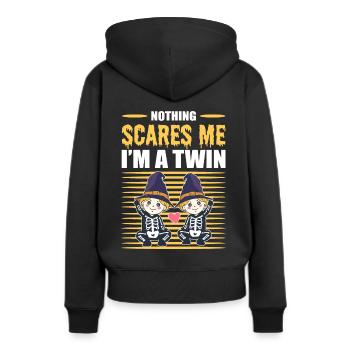 Nothing Scares Me I'm A Twin Halloween Twins - Frauen Premium Bio Hoodie - Schwarz - Hinten - Julia (174cm)