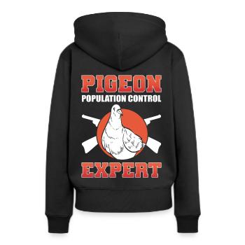 Expert en contrôle de la population de pigeons Chasse aux pigeons - Sweat à capuche Premium bio Femme - noir - Dos - Julia (174cm)