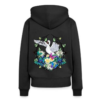 Début du printemps Cygne Faune Nature Oiseaux - Sweat à capuche Premium bio Femme - noir - Dos - Julia (174cm)