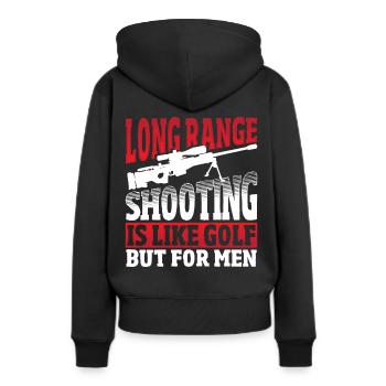 Long Range Shooting is Like Golf But For Men - Frauen Premium Bio Hoodie - Schwarz - Hinten - Julia (174cm)