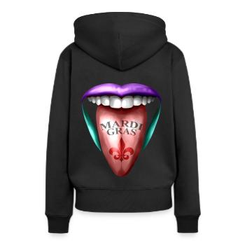 Langue tendue pour Mardi Gras - Sweat à capuche Premium bio Femme - noir - Dos - Julia (174cm)