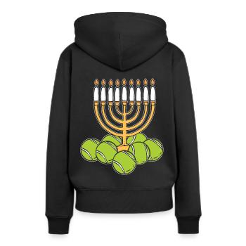 Hanoukka Tennis Menorah Candles juives - Sweat à capuche Premium bio Femme - noir - Dos - Julia (174cm)