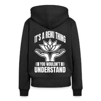 Praticiens de Reiki & Maître Reiki - Sweat à capuche Premium bio Femme - noir - Dos - Julia (174cm)