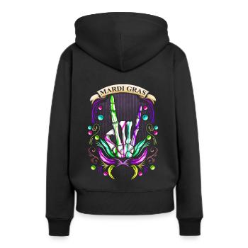 Main squelette à bascule montrant le signe des cornes - Sweat à capuche Premium bio Femme - noir - Dos - Julia (174cm)