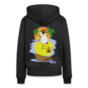 Pirat Huhn Freibeuter Insel Augenklappe Abenteuer - Frauen Premium Bio Hoodie - Schwarz - Hinten - Julia (174cm)
