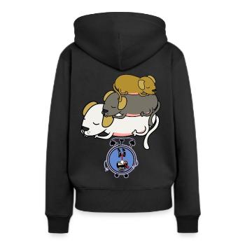 Réveil chiens paresseux sommeil fatigue apathique - Sweat à capuche Premium bio Femme - noir - Dos - Julia (174cm)