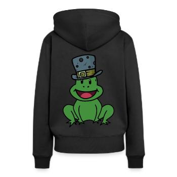 emotions, feelings, toad, frog, quark, children, happy - Women’s Premium Organic Hoodie - black - Back - Julia (174cm)