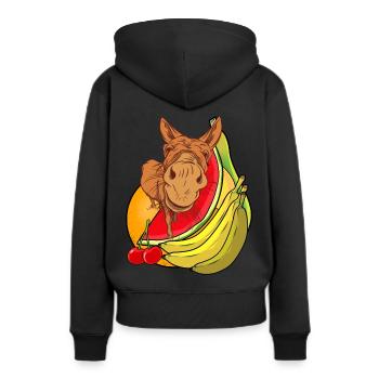 Ongulés d’âne Mulie mule fruits d’été fruits - Sweat à capuche Premium bio Femme - noir - Dos - Julia (174cm)