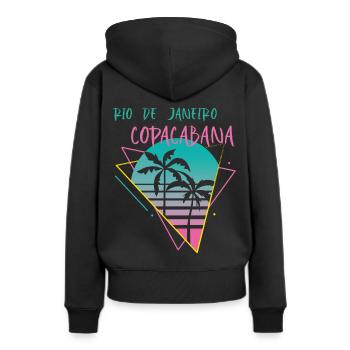 Copacabana-Palme Rio-Ferien-Strand-Ozean-Surfen - Frauen Premium Bio Hoodie - Schwarz - Hinten - Julia (174cm)