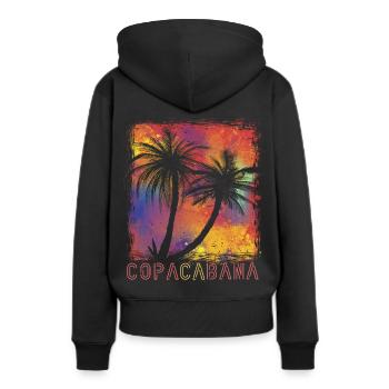 Palmier coloré Copacabana Paradise Rio Beach Ocean - Sweat à capuche Premium bio Femme - noir - Dos - Julia (174cm)