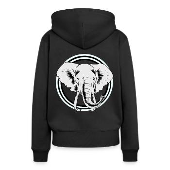 Eléphant Afrique Eléphants Faune Zoo Pachydermes - Sweat à capuche Premium bio Femme - noir - Dos - Julia (174cm)