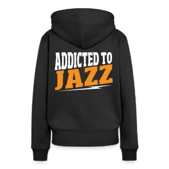 Accro au jazz jazz musique jazz jazz auditeur - Sweat à capuche Premium bio Femme - noir - Dos - Julia (174cm)
