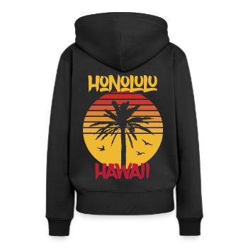Hawaii Honolulu Palm Ocean Surfing - Sweat à capuche Premium bio Femme - noir - Dos - Julia (174cm)