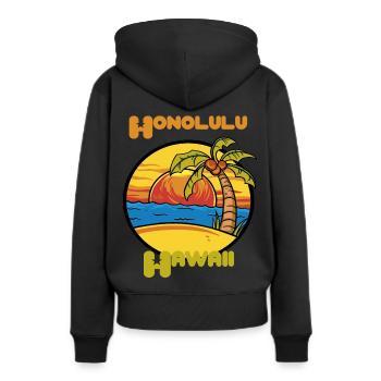 Honolulu Sunset Holiday Hawaii Palms Ozea - Sweat à capuche Premium bio Femme - noir - Dos - Julia (174cm)