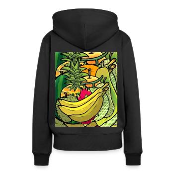 Sommerzeit exotische saftige Früchte Obst Vitamine - Frauen Premium Bio Hoodie - Schwarz - Hinten - Julia (174cm)