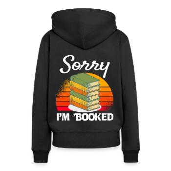 Bookworm Buch Bücherratte Bücher - Frauen Premium Bio Hoodie - Schwarz - Hinten - Julia (174cm)